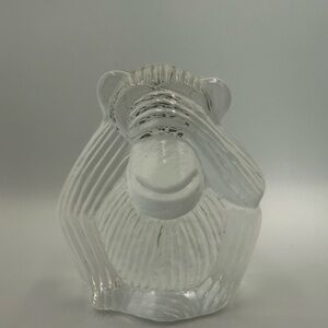 Vintage Viking glass monkey paperweight, see no evil. With Original Sticker
